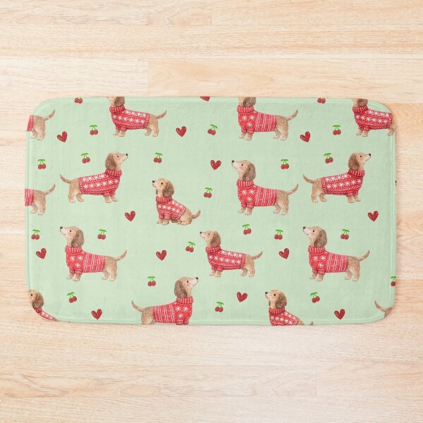 Item preview, Dachshund in Red Christmas Sweater | Watercolor Sausage Dog Pattern | Cozy Holiday Dog Lover Gift designed and sold by PaperyAndInk.