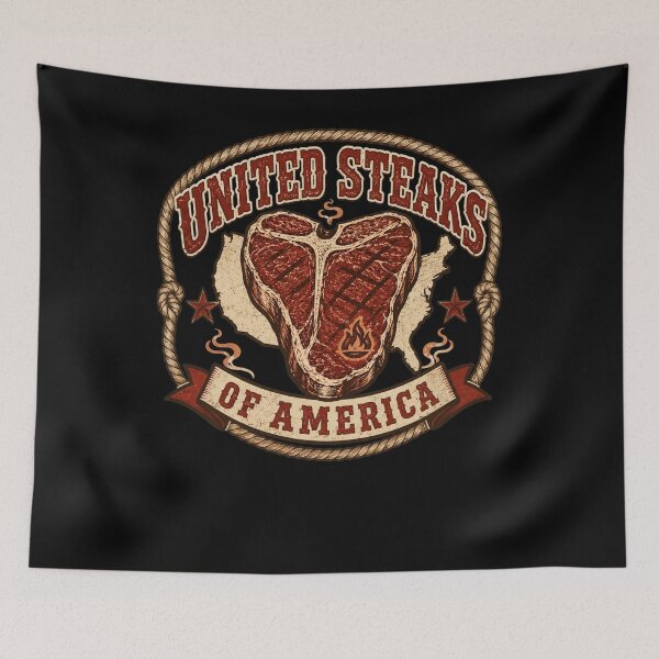 Item preview, United Steaks of America Funny BBQ Grill Master Patriotic Meat Lover designed and sold by THREE LITTLE BEANS.