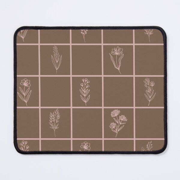 Item preview, M Vintage Botanical Herbarium Checkerboard Grid Line Art Dark Brown Pattern designed and sold by DropRomance.