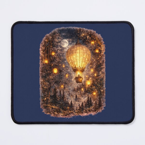 Item preview, Paper Lantern Hot Air Balloon Illustration – Moonlit Forest Design Art designed and sold by MagicMakerPh.