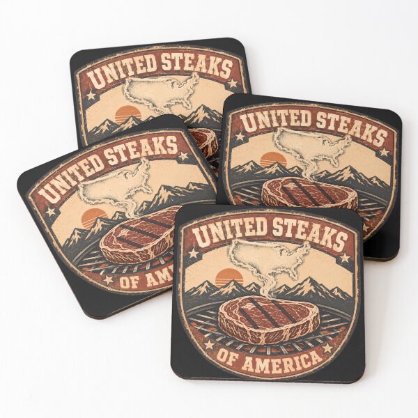 Item preview, United Steaks of America Funny BBQ Grill Master Patriotic Meat Lover designed and sold by THREE LITTLE BEANS.