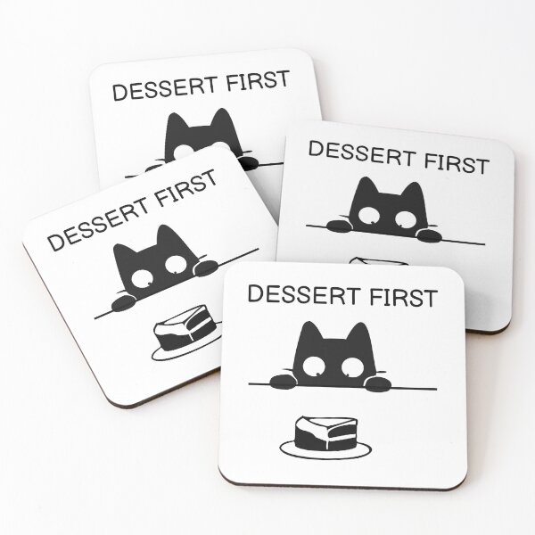 Item preview, Dessert First Funny Black Cat Sticker designed and sold by FUEGO & NOX.