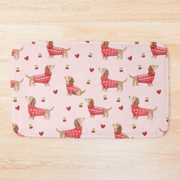 Item preview, Dachshund in Red Christmas Sweater | Watercolor Sausage Dog Pattern | Cozy Holiday Dog Lover Gift designed and sold by PaperyAndInk.