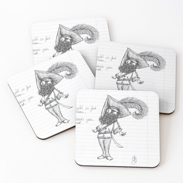 Item preview, Doodly Silly Pirate Captain with a Big Hat and Feather Hand Drawn Black Ballpoint Pen Doodle on Lined Paper designed and sold by BOKEbyTC.