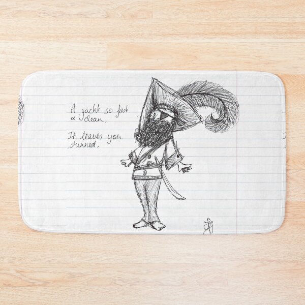 Item preview, Doodly Silly Pirate Captain with a Big Hat and Feather Hand Drawn Black Ballpoint Pen Doodle on Lined Paper designed and sold by BOKEbyTC.
