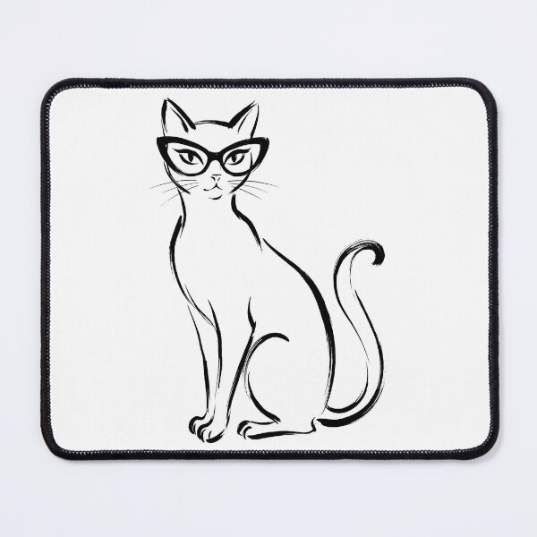 Item preview, Minimalist Cat with Glasses Line Art - Stylish Cool Black Cat Sketch designed and sold by seven things shop.