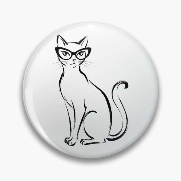 Item preview, Minimalist Cat with Glasses Line Art - Stylish Cool Black Cat Sketch designed and sold by seven things shop.