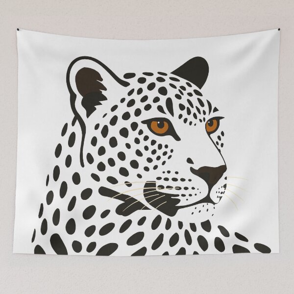 Item preview, Modern Wildlife Illustration, Leopard, Minimalist Animal Portrait, designed and sold by ZanyPaintbrush.