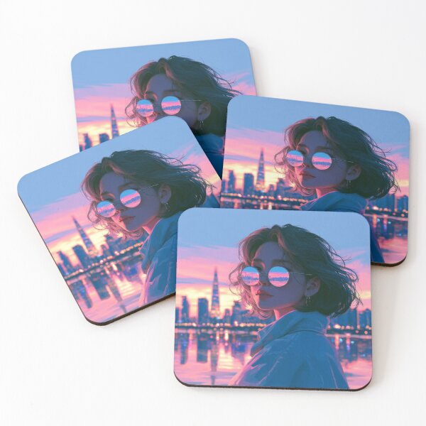 Item preview, Cyberpunk Silhouette Red Sun City Night designed and sold by 리나 .