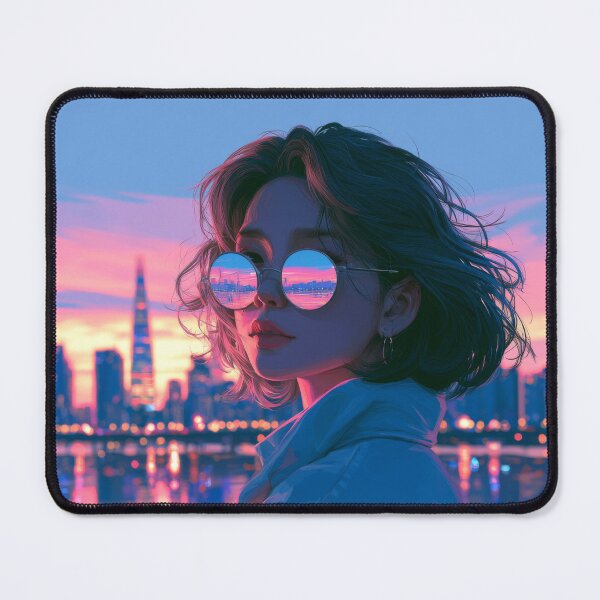 Item preview, Cyberpunk Silhouette Red Sun City Night designed and sold by 리나 .