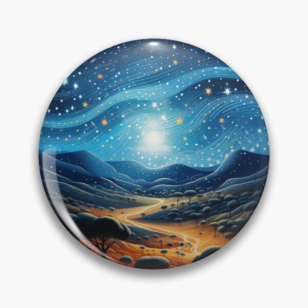 Item preview, Aboriginal Inspired Dot Art - Starry Night Australian Outback Landscape designed and sold by GrinGalore.