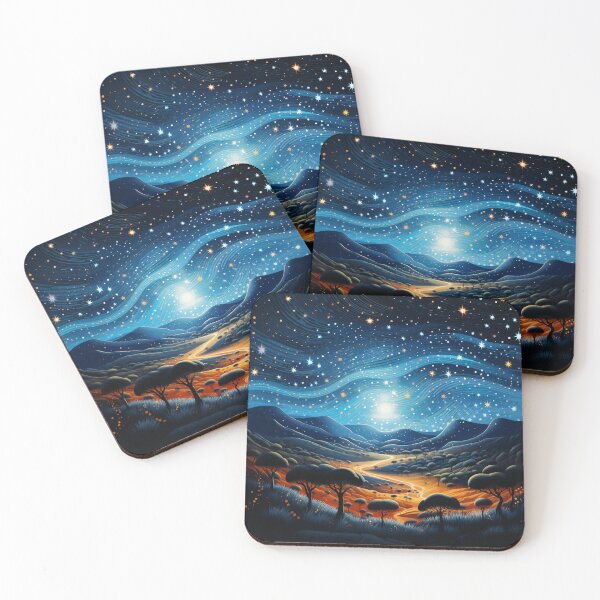 Item preview, Aboriginal Inspired Dot Art - Starry Night Australian Outback Landscape designed and sold by GrinGalore.