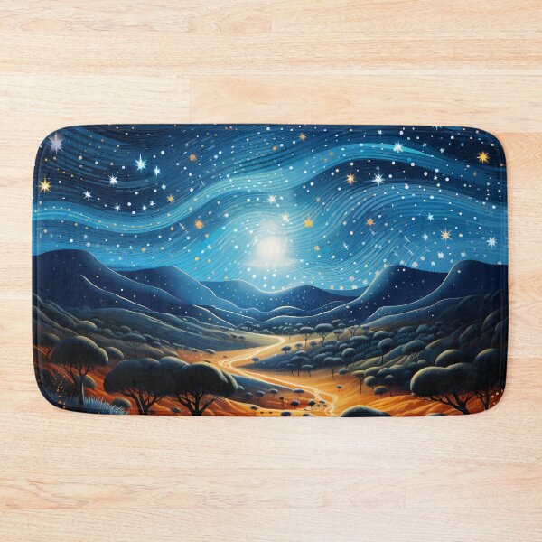Item preview, Aboriginal Inspired Dot Art - Starry Night Australian Outback Landscape designed and sold by GrinGalore.