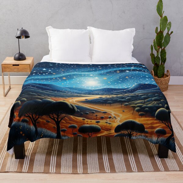 Item preview, Aboriginal Inspired Dot Art - Starry Night Australian Outback Landscape designed and sold by GrinGalore.