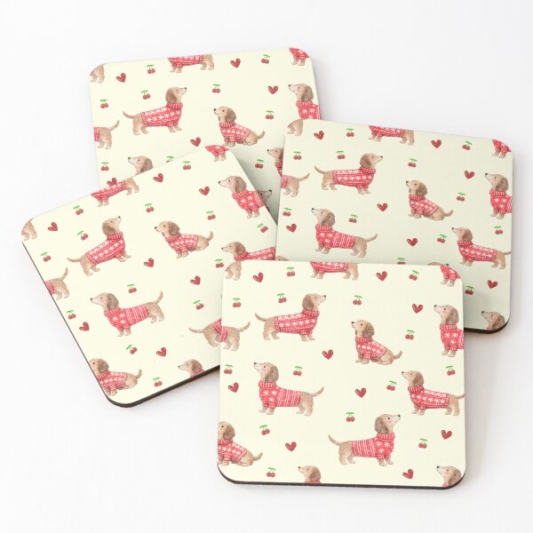Item preview, Dachshund in Red Christmas Sweater | Watercolor Sausage Dog Pattern | Cozy Holiday Dog Lover Gift designed and sold by PaperyAndInk.