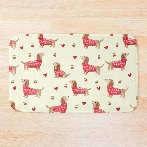 Item preview, Dachshund in Red Christmas Sweater | Watercolor Sausage Dog Pattern | Cozy Holiday Dog Lover Gift designed and sold by PaperyAndInk.