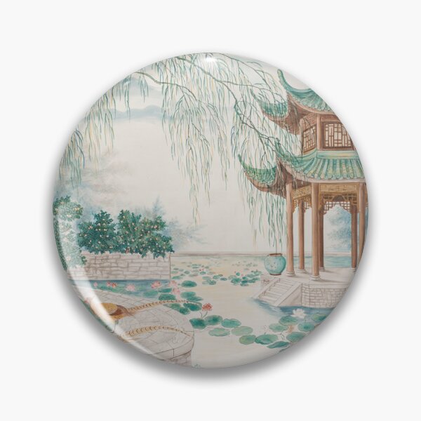 Item preview, Lotus Pavilion at Dawn Chinoiserie Wall Art | Elegant Chinese Lotus Garden Painting | Luxury Botanical Decor Print designed and sold by Tamas Das.
