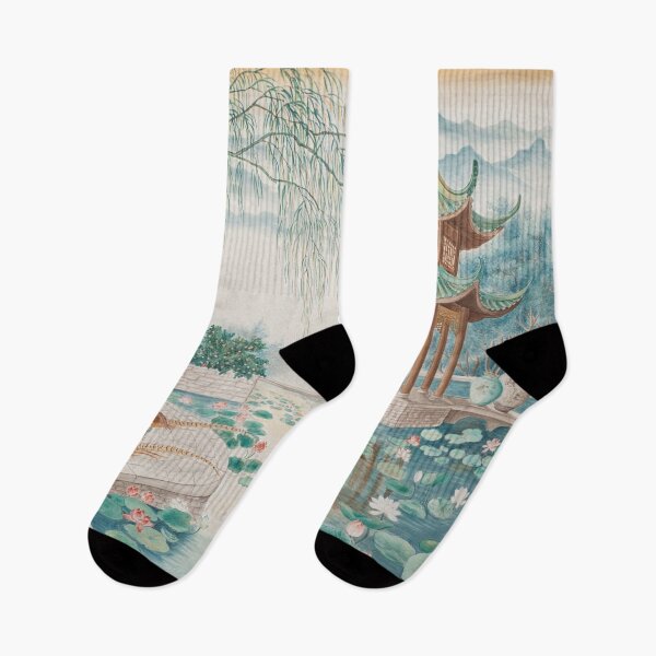 Item preview, Lotus Pavilion at Dawn Chinoiserie Wall Art | Elegant Chinese Lotus Garden Painting | Luxury Botanical Decor Print designed and sold by Tamas Das.