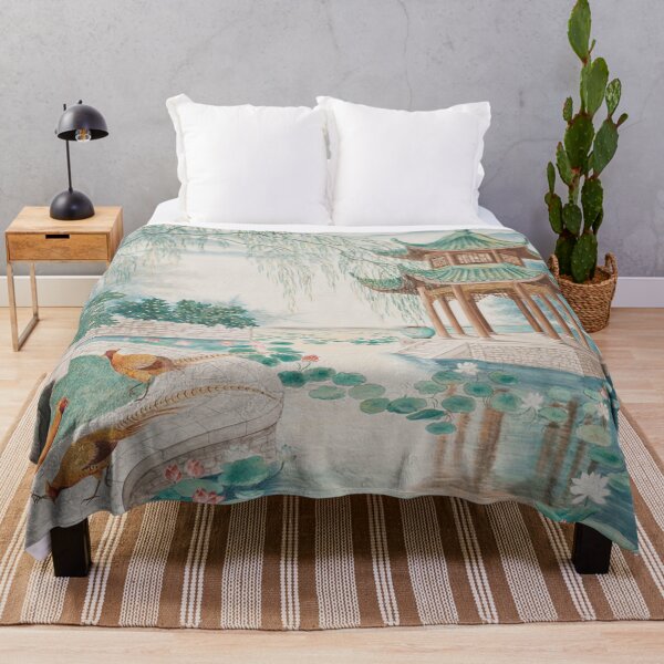 Item preview, Lotus Pavilion at Dawn Chinoiserie Wall Art | Elegant Chinese Lotus Garden Painting | Luxury Botanical Decor Print designed and sold by Tamas Das.