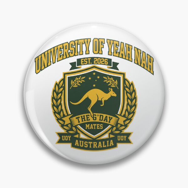 Item preview, University of Yeah Nah Australia Kangaroo Crest | Funny Aussie University Parody designed and sold by LOVEARTDESIGN.
