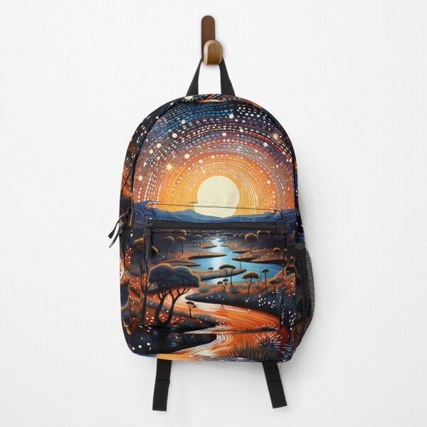 Item preview, Aboriginal Inspired Dot Art - Full Moon Sunset River Outback Landscape designed and sold by GrinGalore.