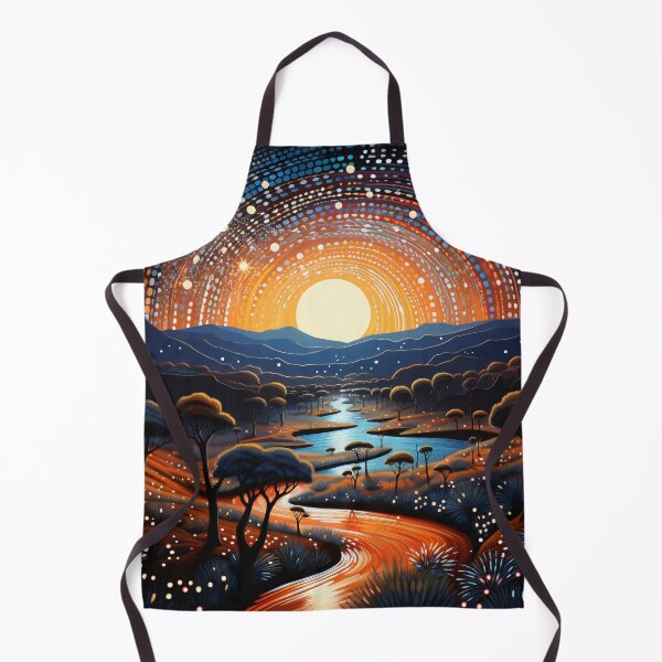 Item preview, Aboriginal Inspired Dot Art - Full Moon Sunset River Outback Landscape designed and sold by GrinGalore.