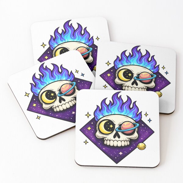 Item preview, Cosmic Flaming Skull Space Sticker designed and sold by octozap.