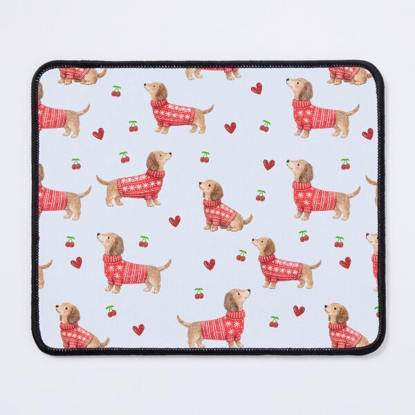 Item preview, Dachshund in Red Christmas Sweater | Watercolor Sausage Dog Pattern | Cozy Holiday Dog Lover Gift designed and sold by PaperyAndInk.