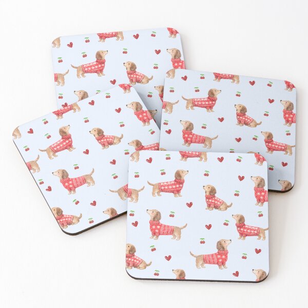 Item preview, Dachshund in Red Christmas Sweater | Watercolor Sausage Dog Pattern | Cozy Holiday Dog Lover Gift designed and sold by PaperyAndInk.