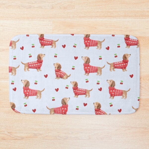 Item preview, Dachshund in Red Christmas Sweater | Watercolor Sausage Dog Pattern | Cozy Holiday Dog Lover Gift designed and sold by PaperyAndInk.