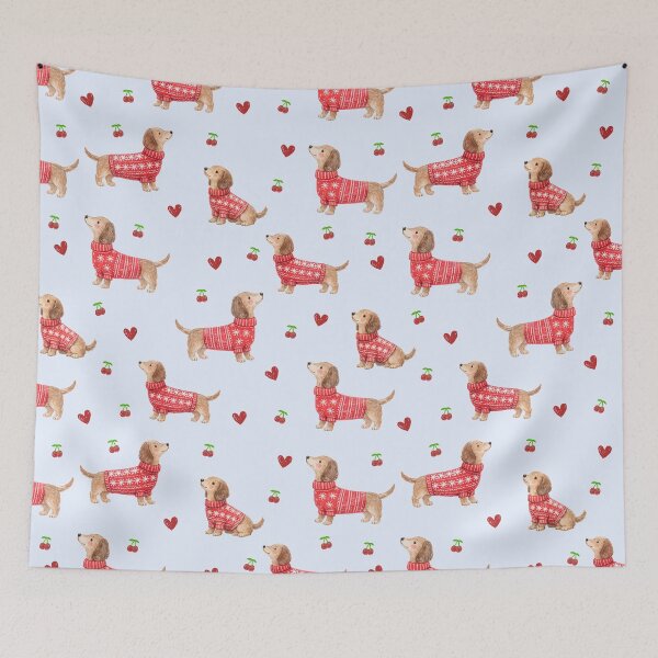 Item preview, Dachshund in Red Christmas Sweater | Watercolor Sausage Dog Pattern | Cozy Holiday Dog Lover Gift designed and sold by PaperyAndInk.
