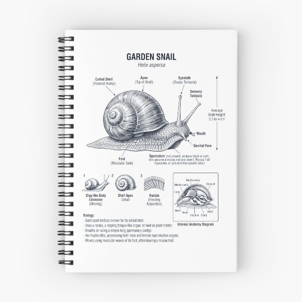 Item preview, Garden Snail Scientific Anatomy Biology Animal Lover designed and sold by dian-rody-crest.