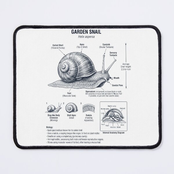 Item preview, Garden Snail Scientific Anatomy Biology Animal Lover designed and sold by dian-rody-crest.