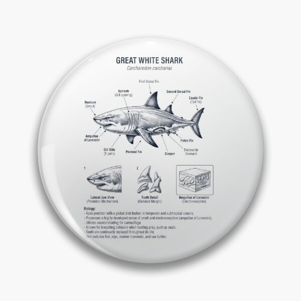Item preview, Great White Shark Scientific Anatomy Marine Biology Animal Lover designed and sold by dian-rody-crest.
