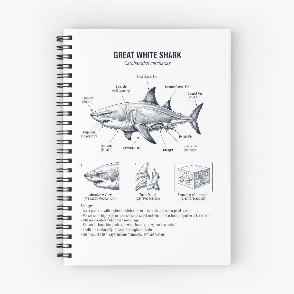 Item preview, Great White Shark Scientific Anatomy Marine Biology Animal Lover designed and sold by dian-rody-crest.