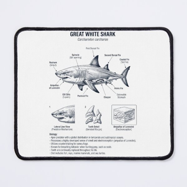 Item preview, Great White Shark Scientific Anatomy Marine Biology Animal Lover designed and sold by dian-rody-crest.
