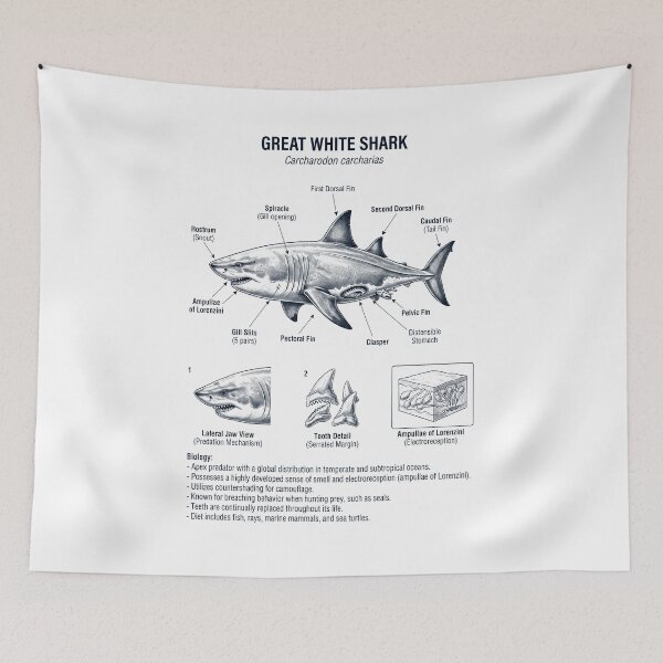 Item preview, Great White Shark Scientific Anatomy Marine Biology Animal Lover designed and sold by dian-rody-crest.