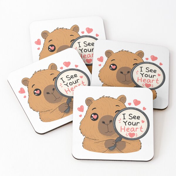 Item preview, I See Your Heart - Cute Capybara in Love with a Magnifying Glass designed and sold by FennyWijayaMomo.