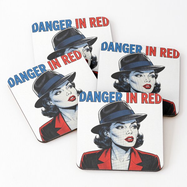 Item preview, Danger In Red | Blue Noir Femme Fatale Comic Portrait Vintage designed and sold by MAISON SYLVIE.