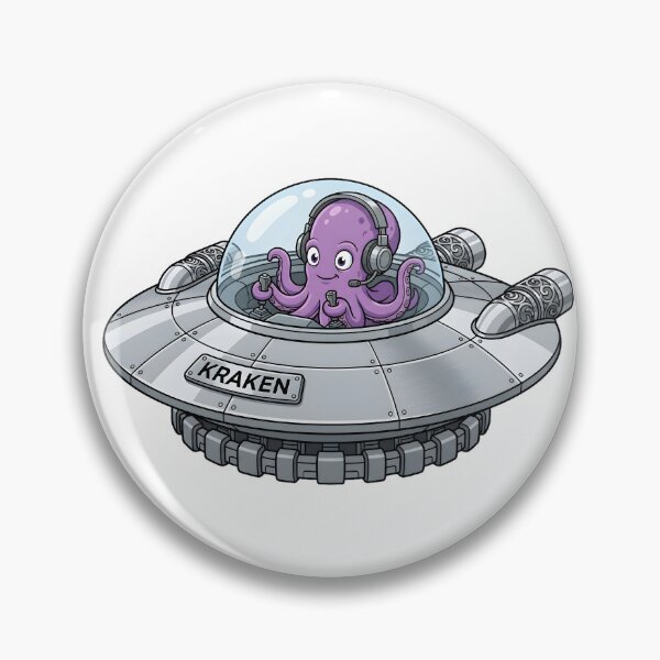 Item preview, Kraken UFO Octopus Pilot Retro Spaceship Sticker designed and sold by octozap.