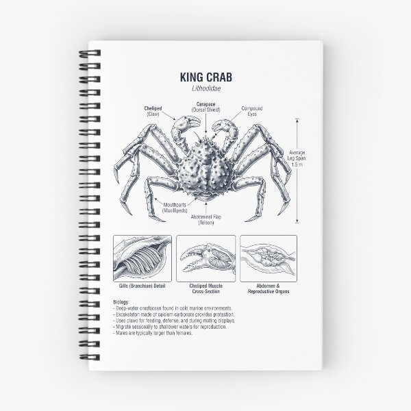 Item preview, King Crab Scientific Anatomy Biology Animal Lover designed and sold by dian-rody-crest.