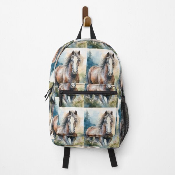 Item preview, Beautiful digital watercolour painting of a majestic horse with a flowing mane in a peaceful wildflower meadow. designed and sold by alcame-photo.