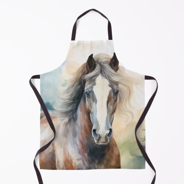 Item preview, Beautiful digital watercolour painting of a majestic horse with a flowing mane in a peaceful wildflower meadow. designed and sold by alcame-photo.