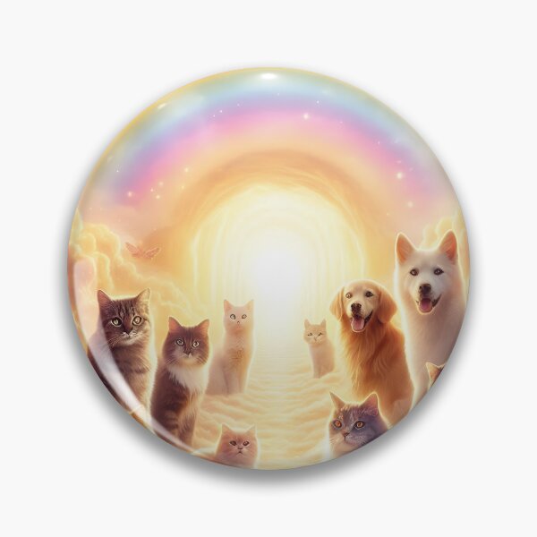 Item preview, Rainbow Bridge Pet Memorial - Cats and Dogs in Heavenly Clouds Artwork designed and sold by Sybille-Yates.