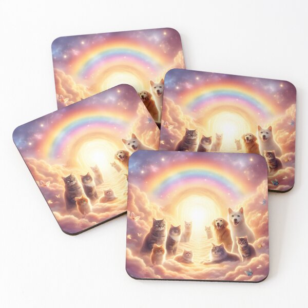 Item preview, Rainbow Bridge Pet Memorial - Cats and Dogs in Heavenly Clouds Artwork designed and sold by Sybille-Yates.