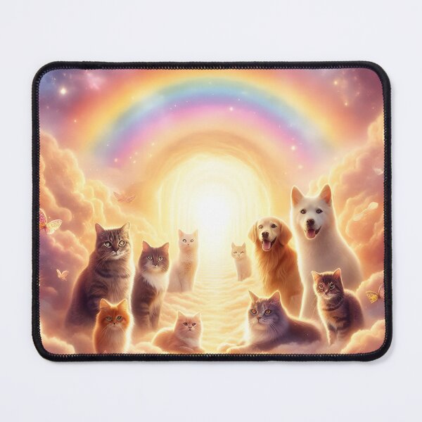 Item preview, Rainbow Bridge Pet Memorial - Cats and Dogs in Heavenly Clouds Artwork designed and sold by Sybille-Yates.