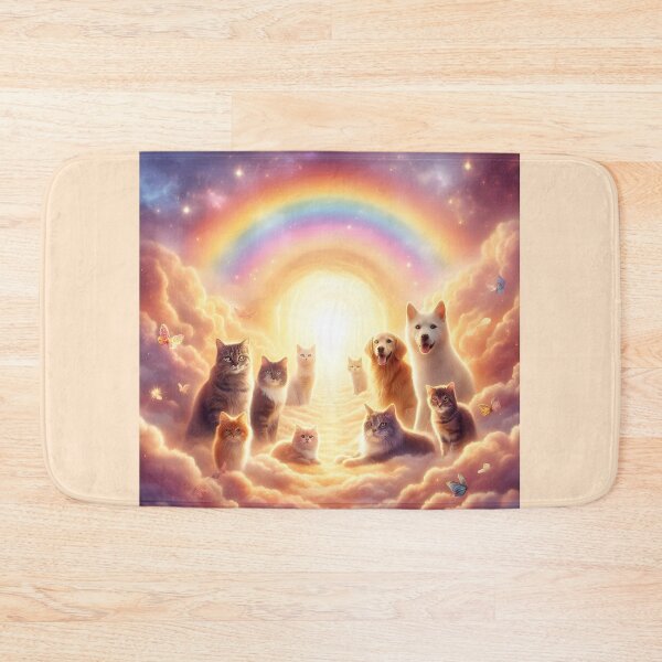 Item preview, Rainbow Bridge Pet Memorial - Cats and Dogs in Heavenly Clouds Artwork designed and sold by Sybille-Yates.