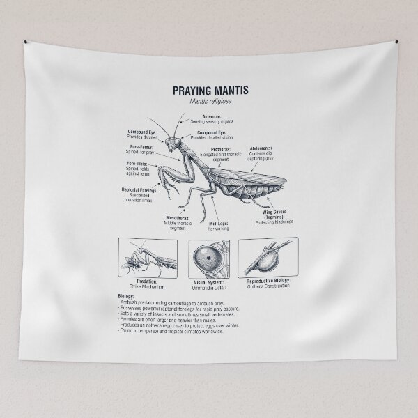 Item preview, Praying Mantis Scientific Anatomy Biology Animal Lover designed and sold by dian-rody-crest.