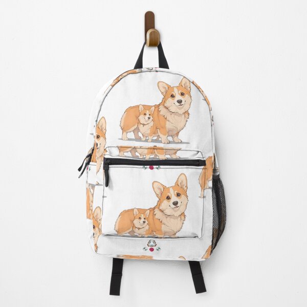 Item preview, Cute Double Corgi Playful Portrait - Fluffy Welsh Corgi Dog Lover Art designed and sold by Whimsy Trail Co.