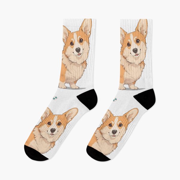 Item preview, Cute Double Corgi Playful Portrait - Fluffy Welsh Corgi Dog Lover Art designed and sold by Whimsy Trail Co.
